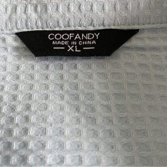 Men's Casual COOFANDY Blue Waffle Button Down Shirt Size XL NWOT - Picture 7 of 9